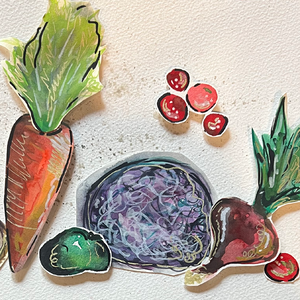 Watercolor Vegetable Collage