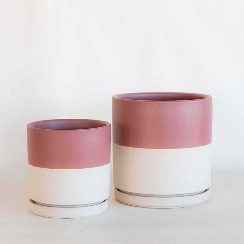 dusty pink plant pot Gemstone Cylinder Planter Half Dusty Rose