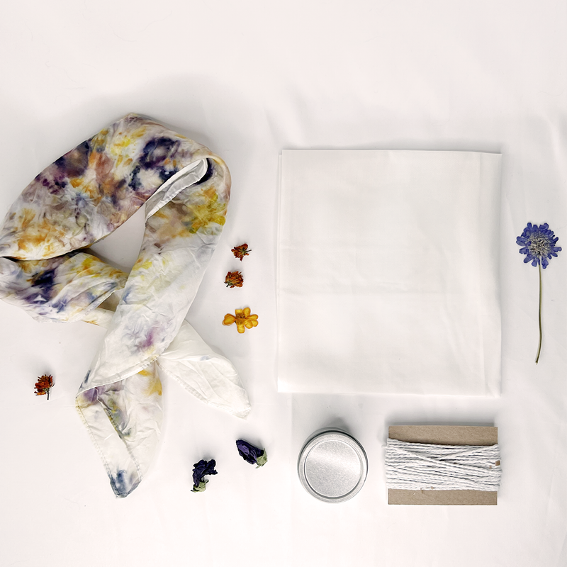 Naturally Dyed Floral Silk Scarf