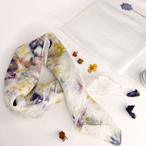 Naturally Dyed Floral Silk Scarf