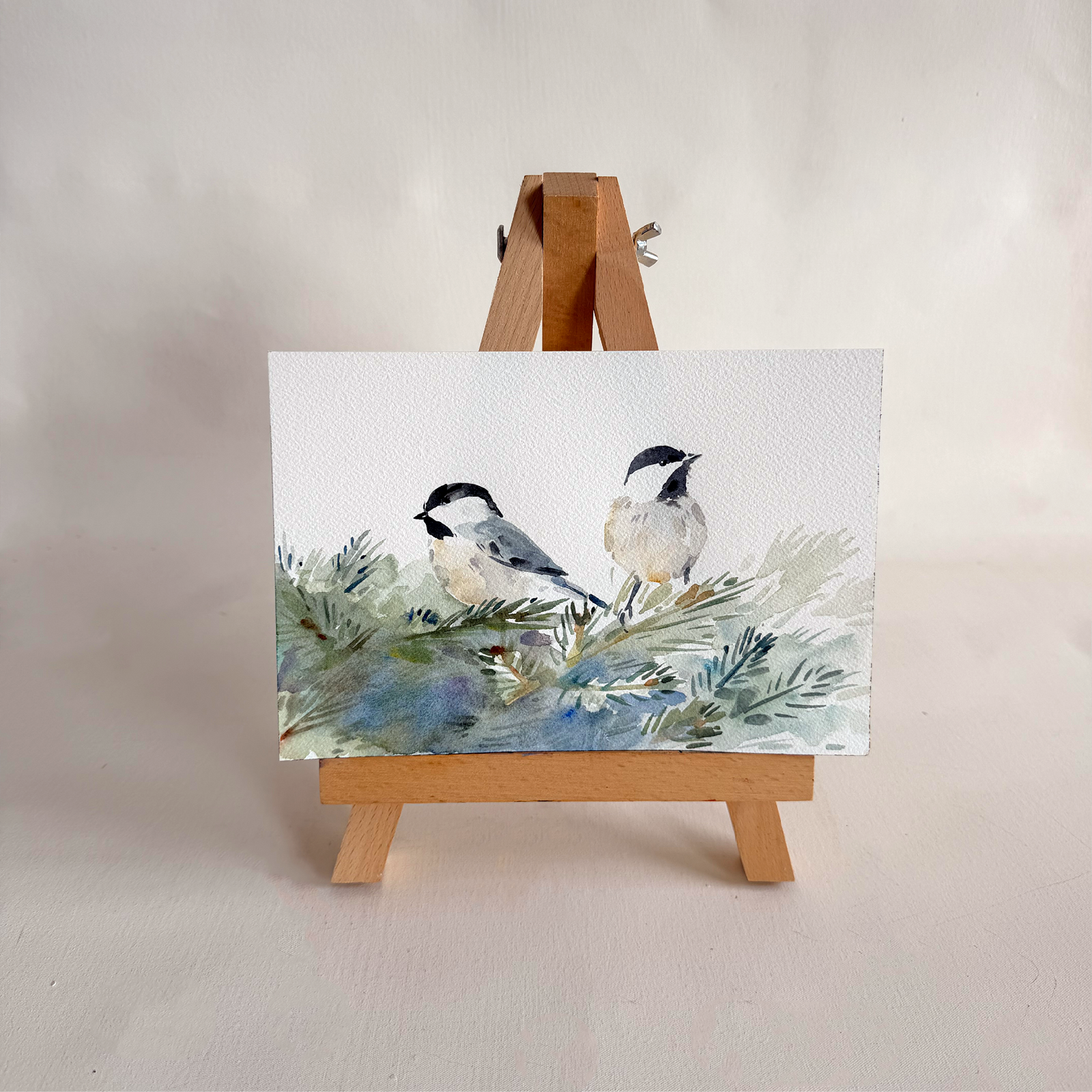 Watercolor Chickadees