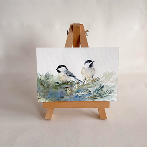 Watercolor Chickadees