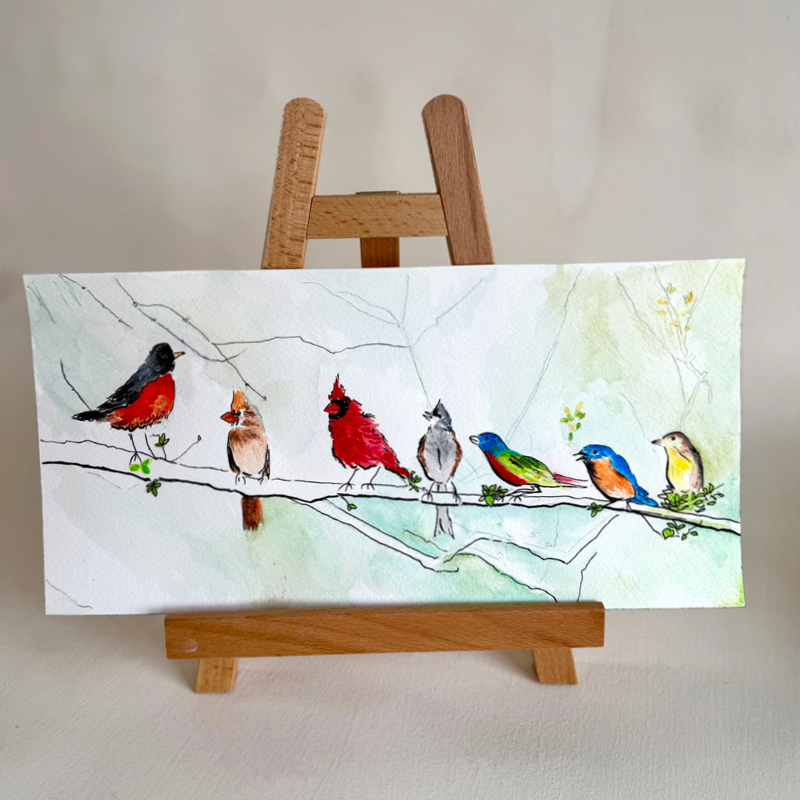 Birds on a Branch Illustration