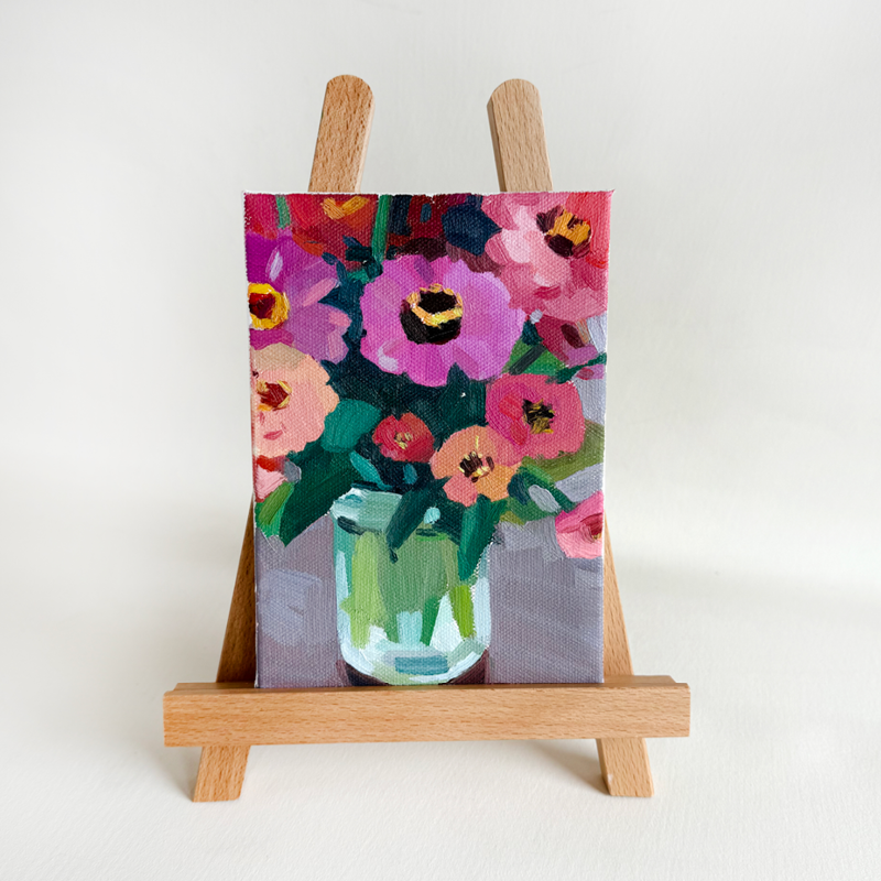 Zinnia Bouquet in Oil