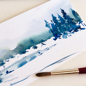 Watercolor Winter Landscape