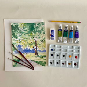 Watercolor Park Landscape
