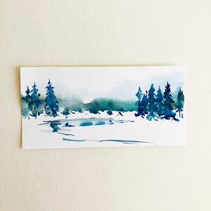 Watercolor Winter Landscape