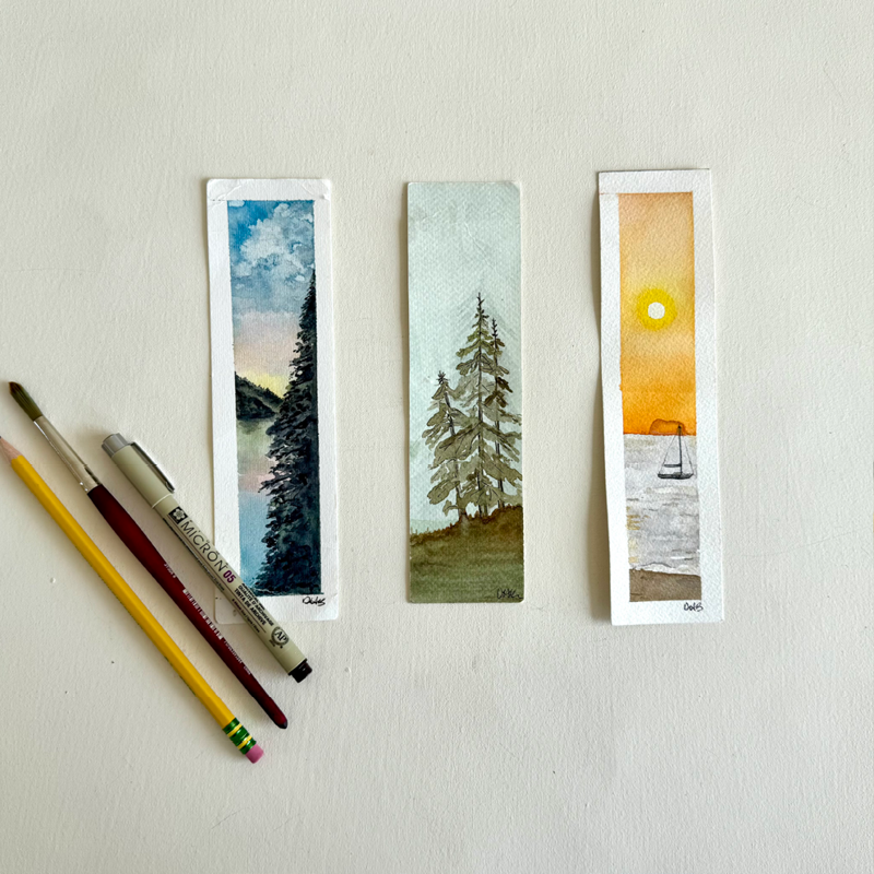 Watercolor Landscape Bookmarks