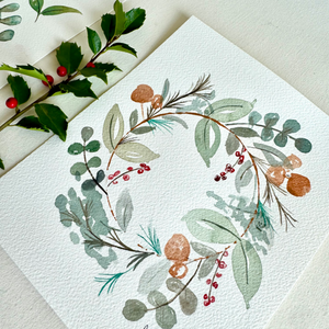 Watercolor Festive Foliage Wreath