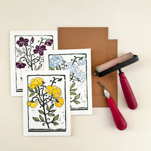 Block Printed Floral Cards