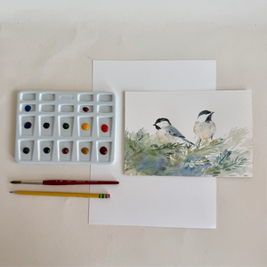 Watercolor Chickadees