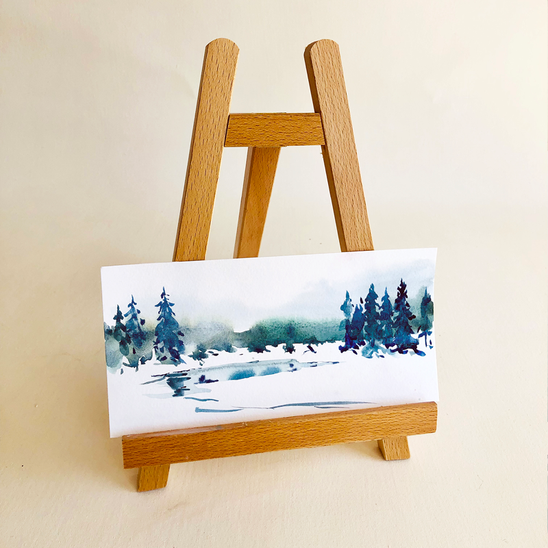 Watercolor Winter Landscape