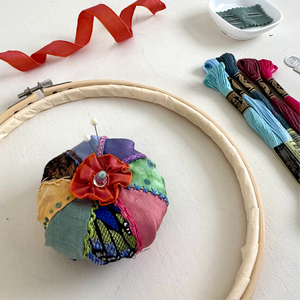 Pieced Embroidery Pincushion Workshop
