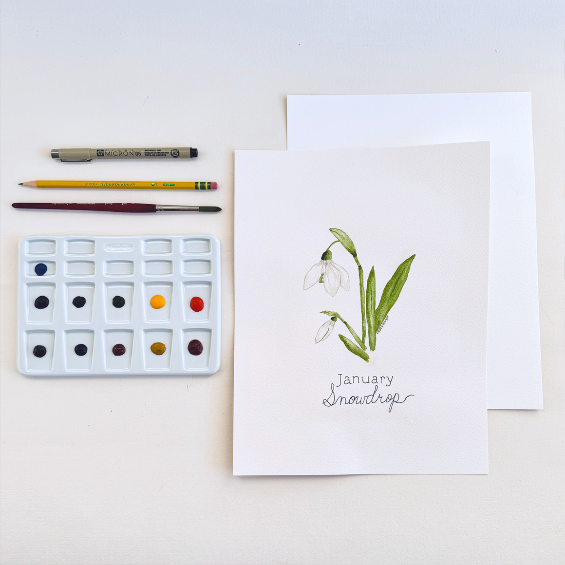 Watercolor Snowdrops