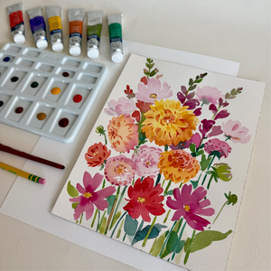 Immersive Watercolor Dahlias