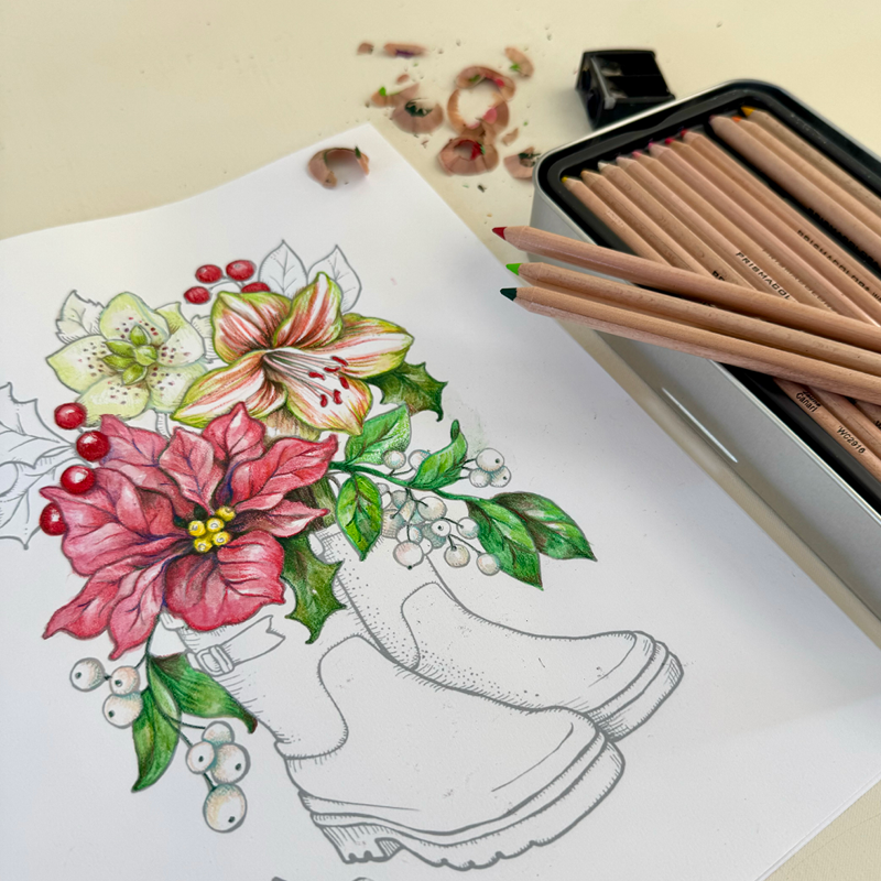 Winter Welly Bouquet Coloring