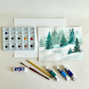 Watercolor Winter Trees