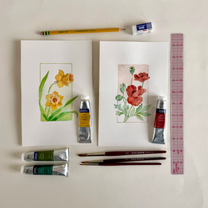 Watercolor Daffodils & Poppies