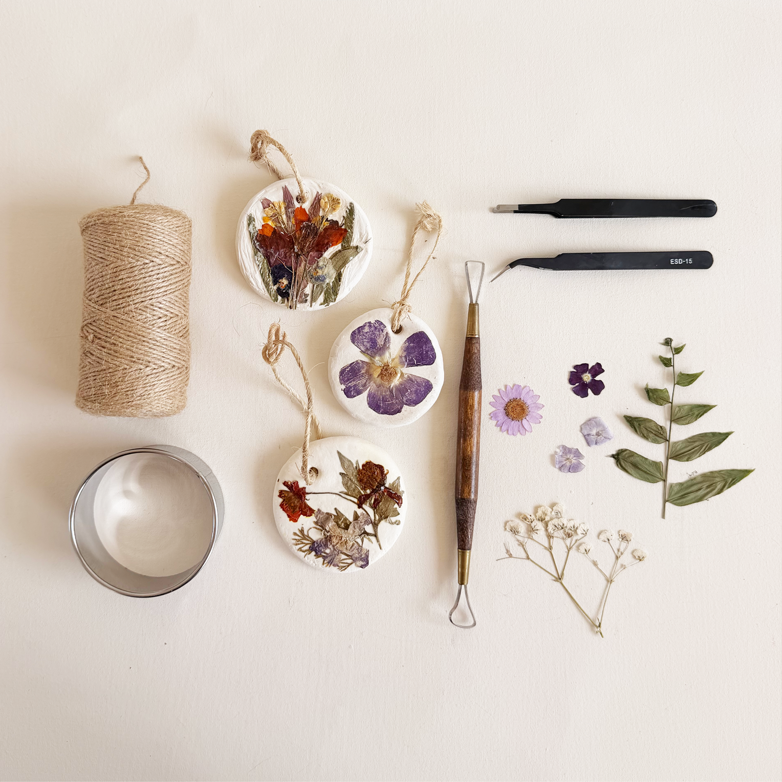 Pressed Flower Clay Ornaments