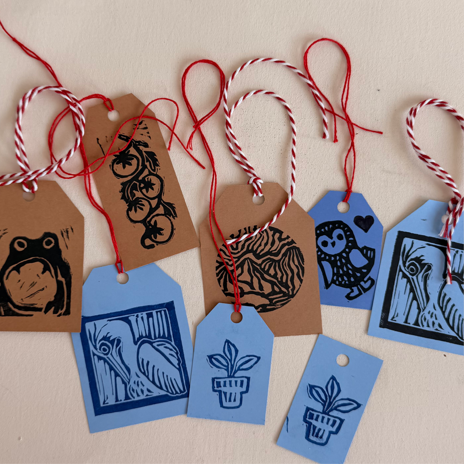 Block Printed Gift Tags