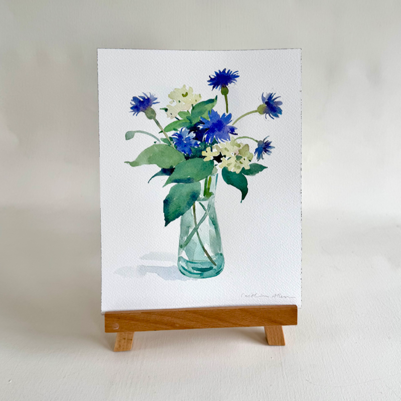 Watercolor Bachelor Buttons