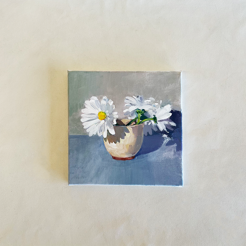 Oil Painting: Daisy Still Life