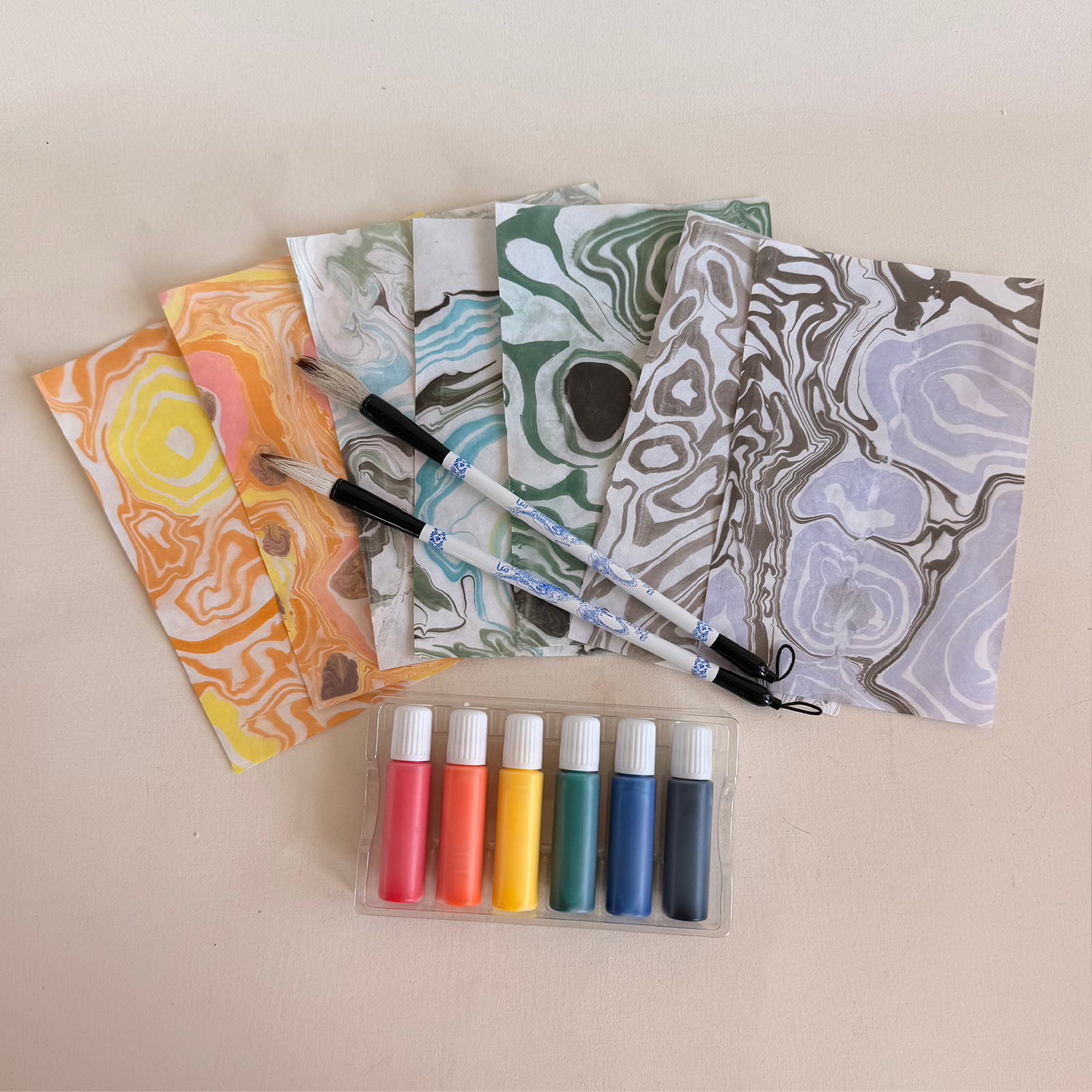 Multicolor Suminagashi Paper Marbling