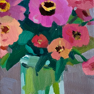 Zinnia Bouquet in Oil