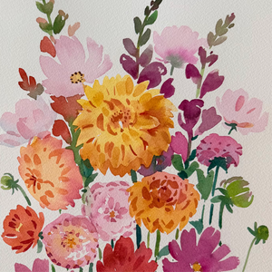 Immersive Watercolor Dahlias