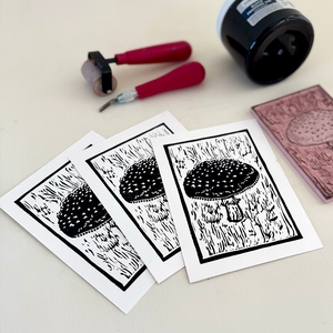 Block Printed Mushrooms