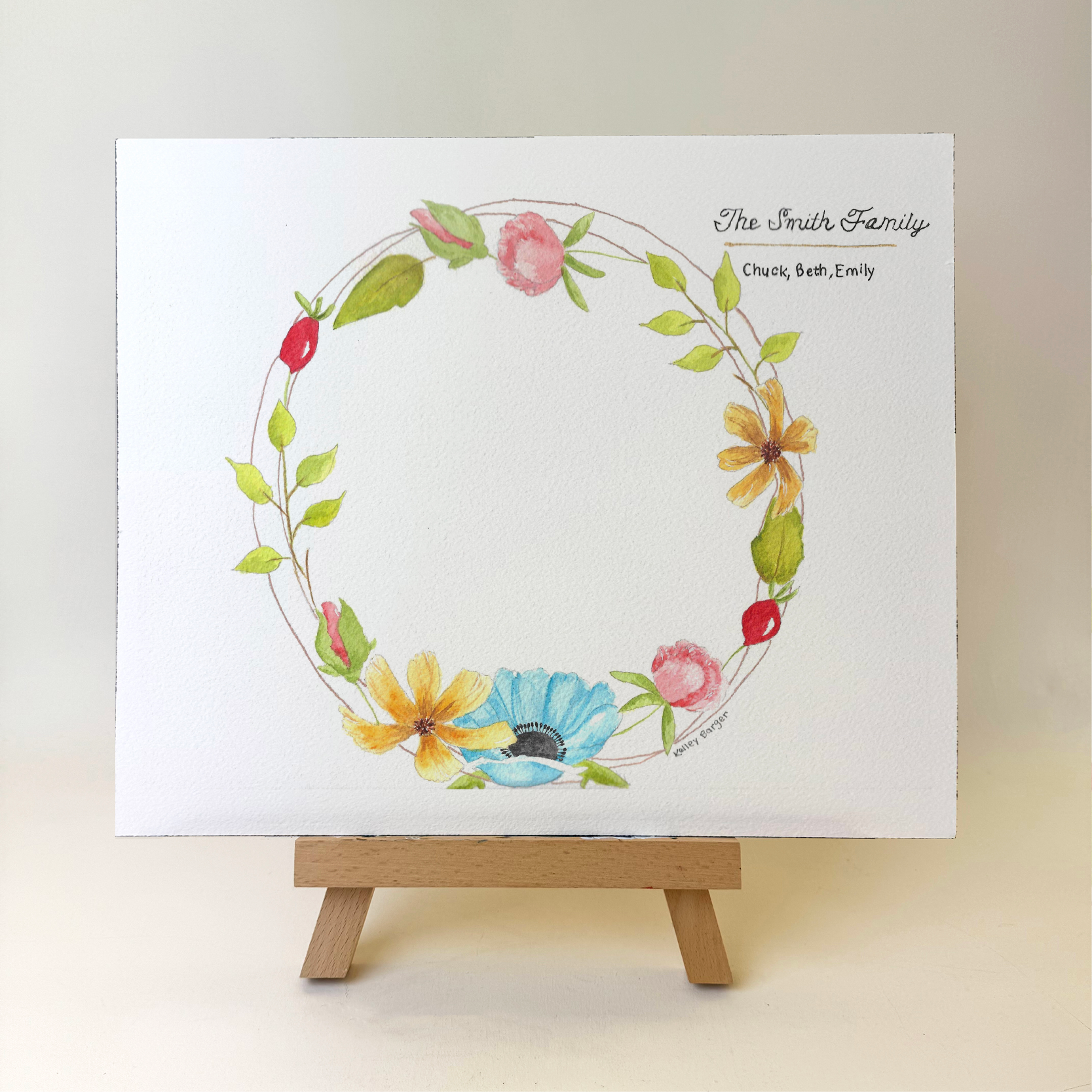 Watercolor Birth Flower Wreath