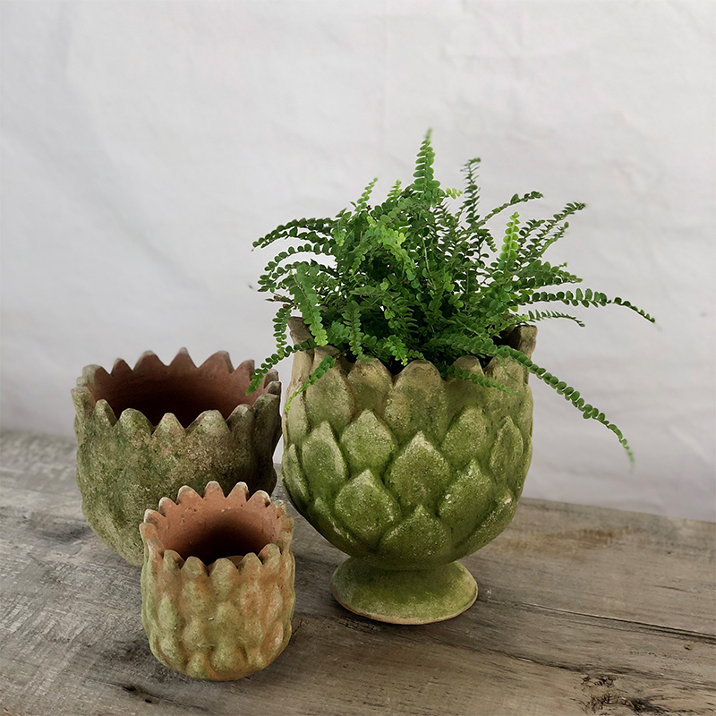 Aged Pinecone Planter