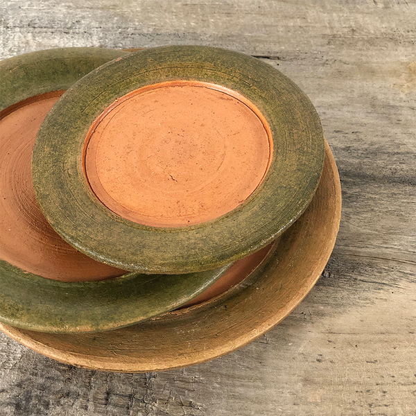 Oval Flowerpot and Saucer, Made in Mexico, Real Terracotta Clay