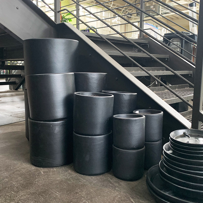 black cylinder planter pot Deep Cylinder Planter Matte Black
